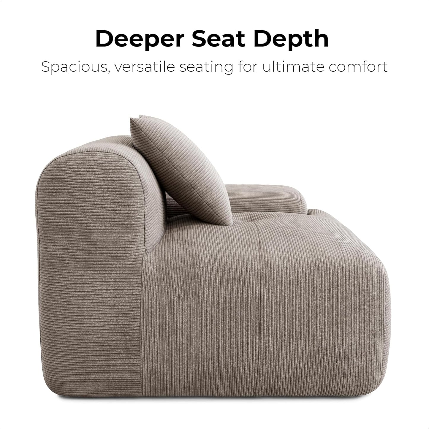 118 Inch L Shaped Modular Sofa with Ottoman Corduroy Beige