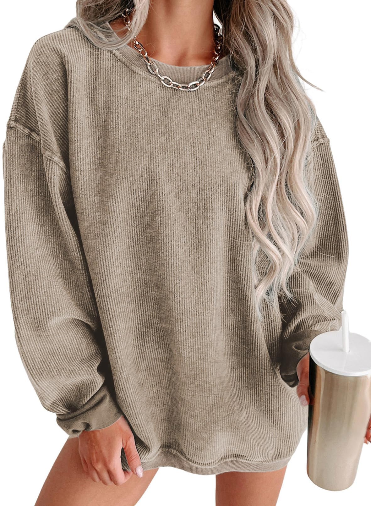 Women Casual Oversized Long Sleeve Crewneck Sweatshirts