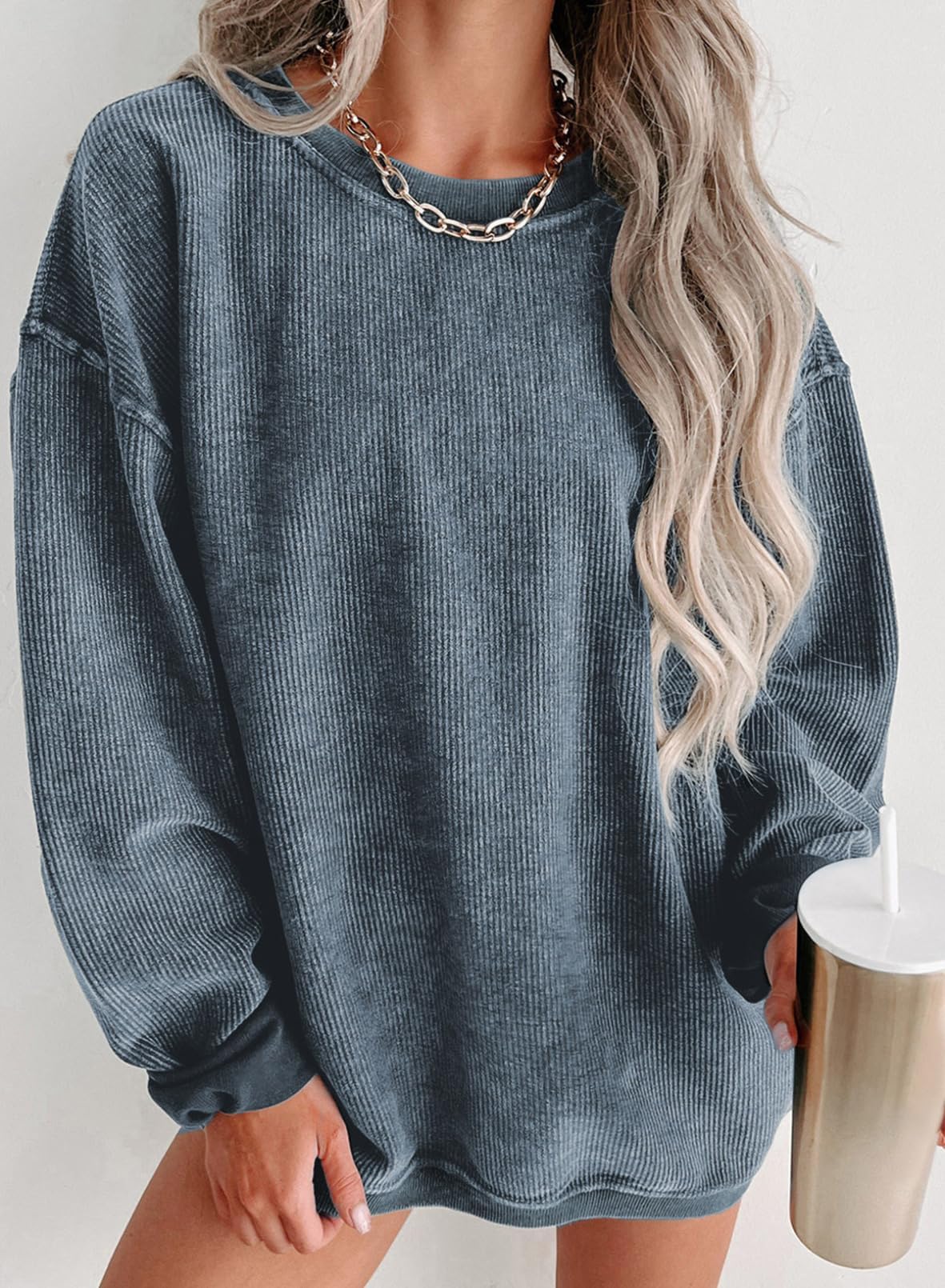 Women Casual Oversized Long Sleeve Crewneck Sweatshirts
