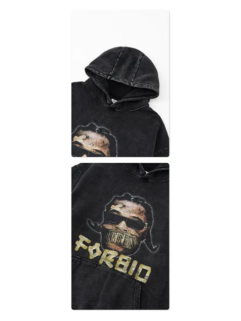 420g Hip-pop For Bid Wash Old Cotton Hoodie
