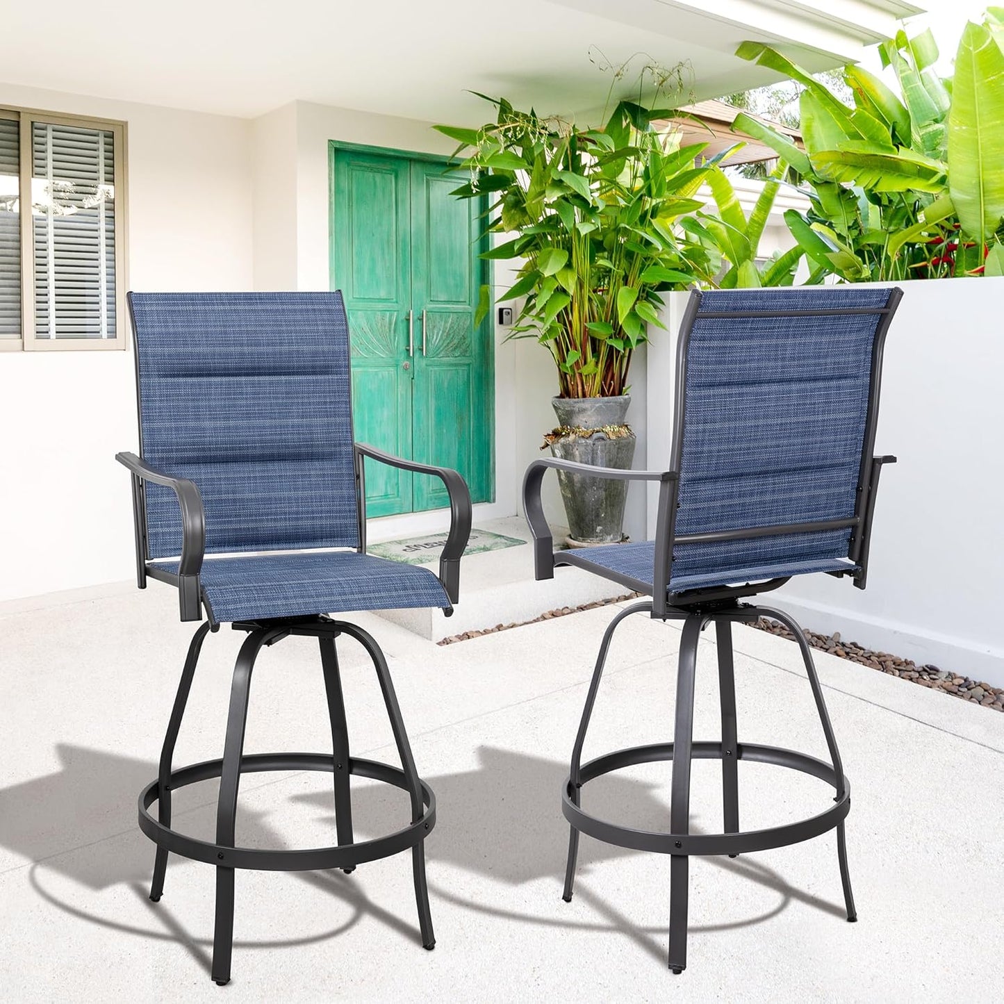 2 Piece Outdoor Patio Swivel Bar Chairs