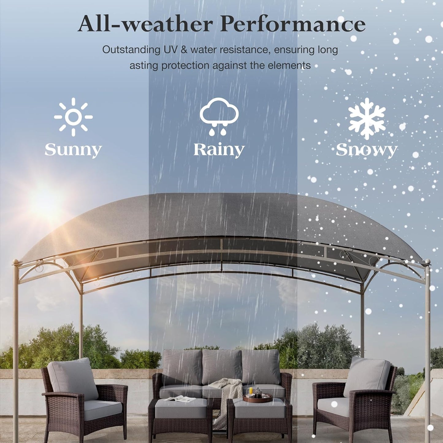 10x13 Outdoor with Screened Double Roof Heavy-Duty Patio Canopy Tent Dark Blue