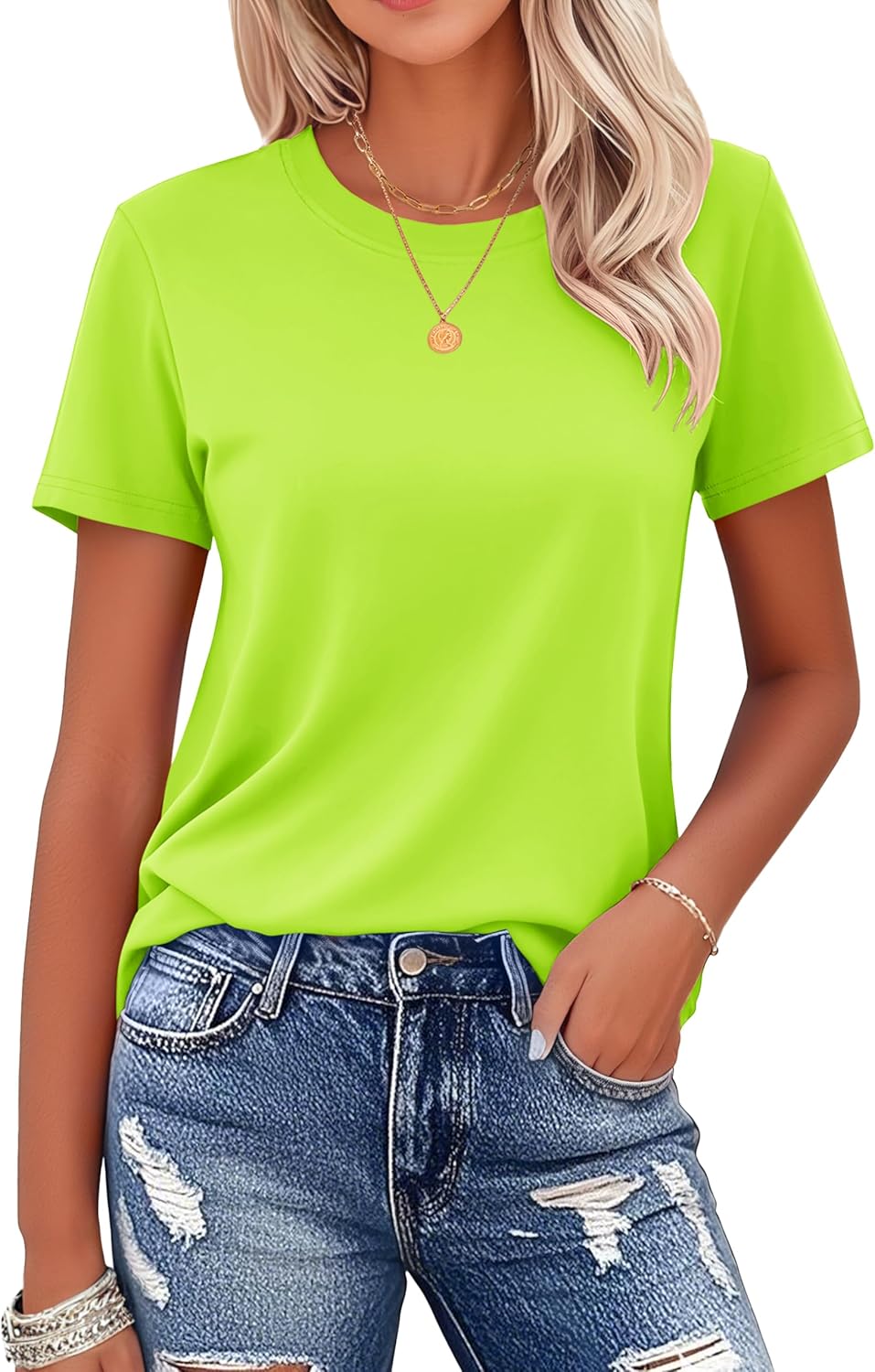 Women's Cotton T-Shirts Short-Sleeve Shirts Crew-Neck Tops