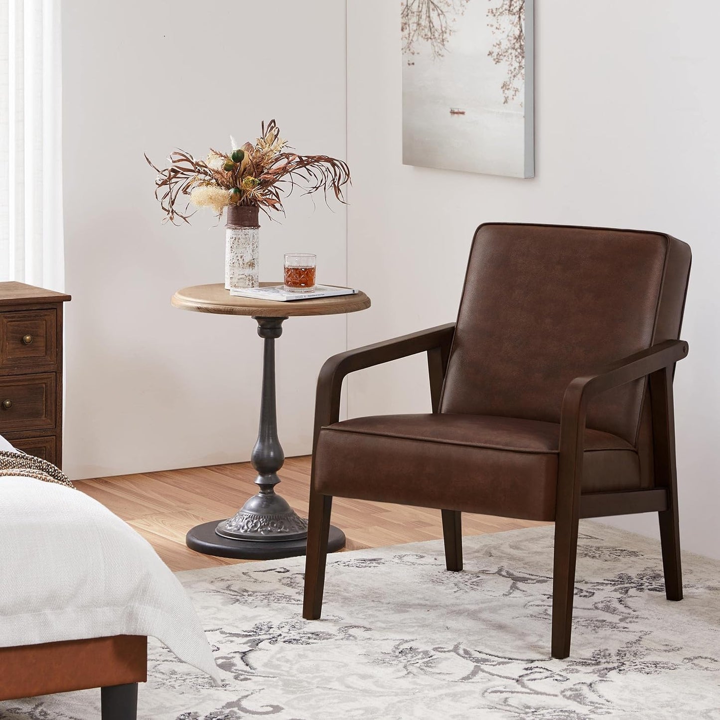 Yaheetech Accent Chair Armchair with Strong Wood Frame