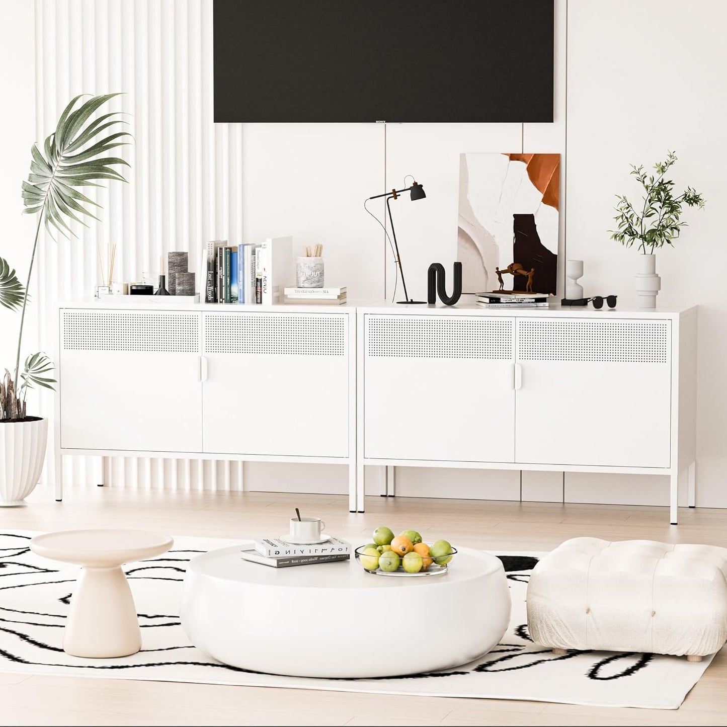 2 Door Storage Sideboard Metal Storage Cabinet with 2 Adjustable Shelf