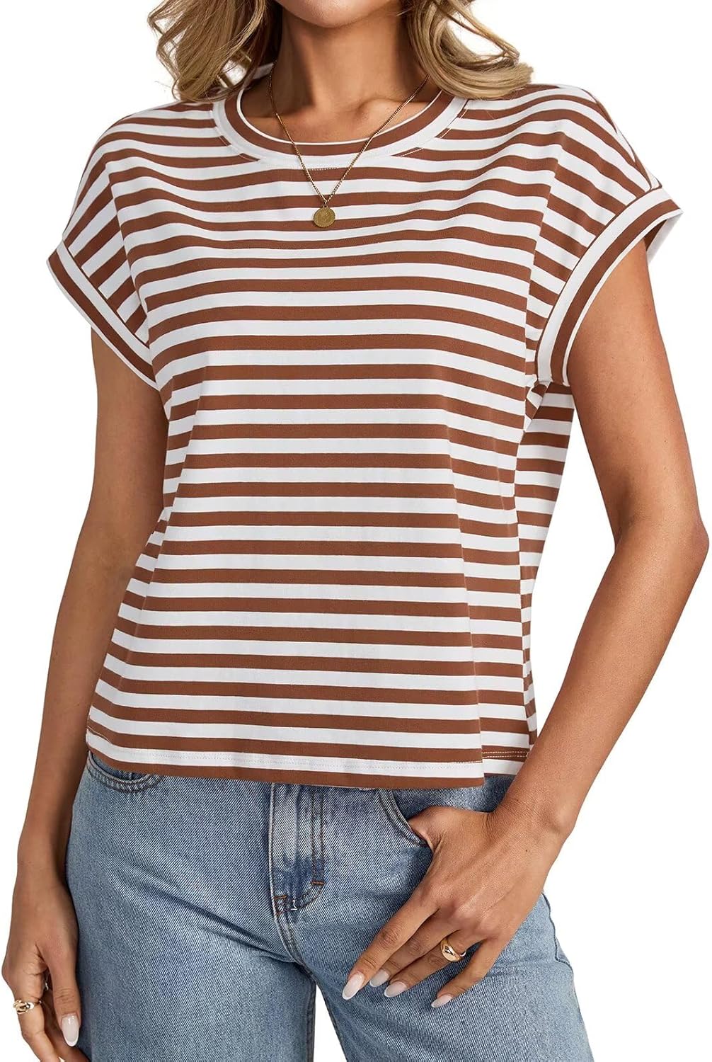 Womens Cap Sleeve Crop Tops Cotton T Shirts