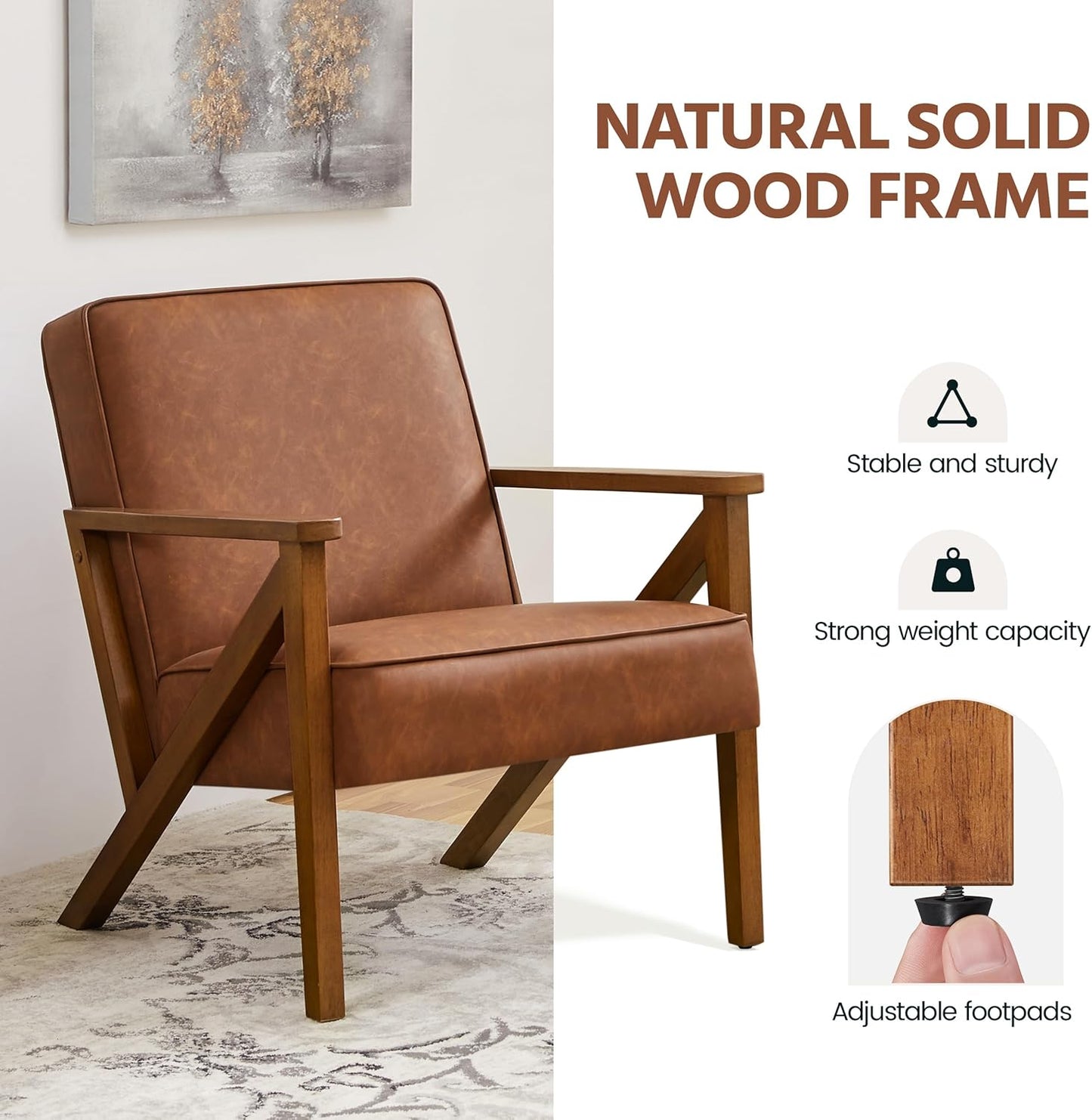 Yaheetech Accent Chair Armchair with Strong Wood Frame