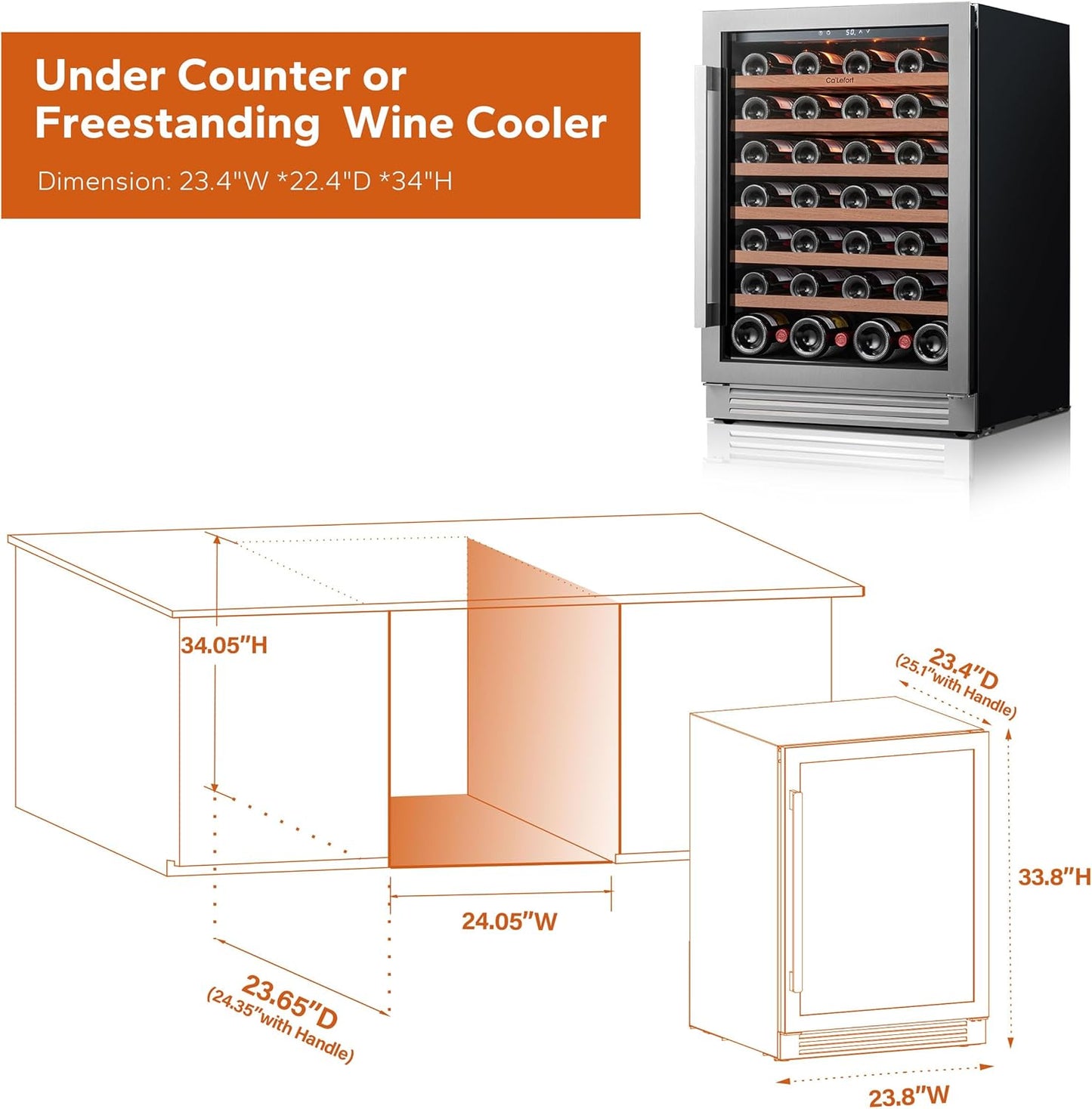 24 Inch Wine Fridge 54 Bottle Wine Cooler Refrigerator