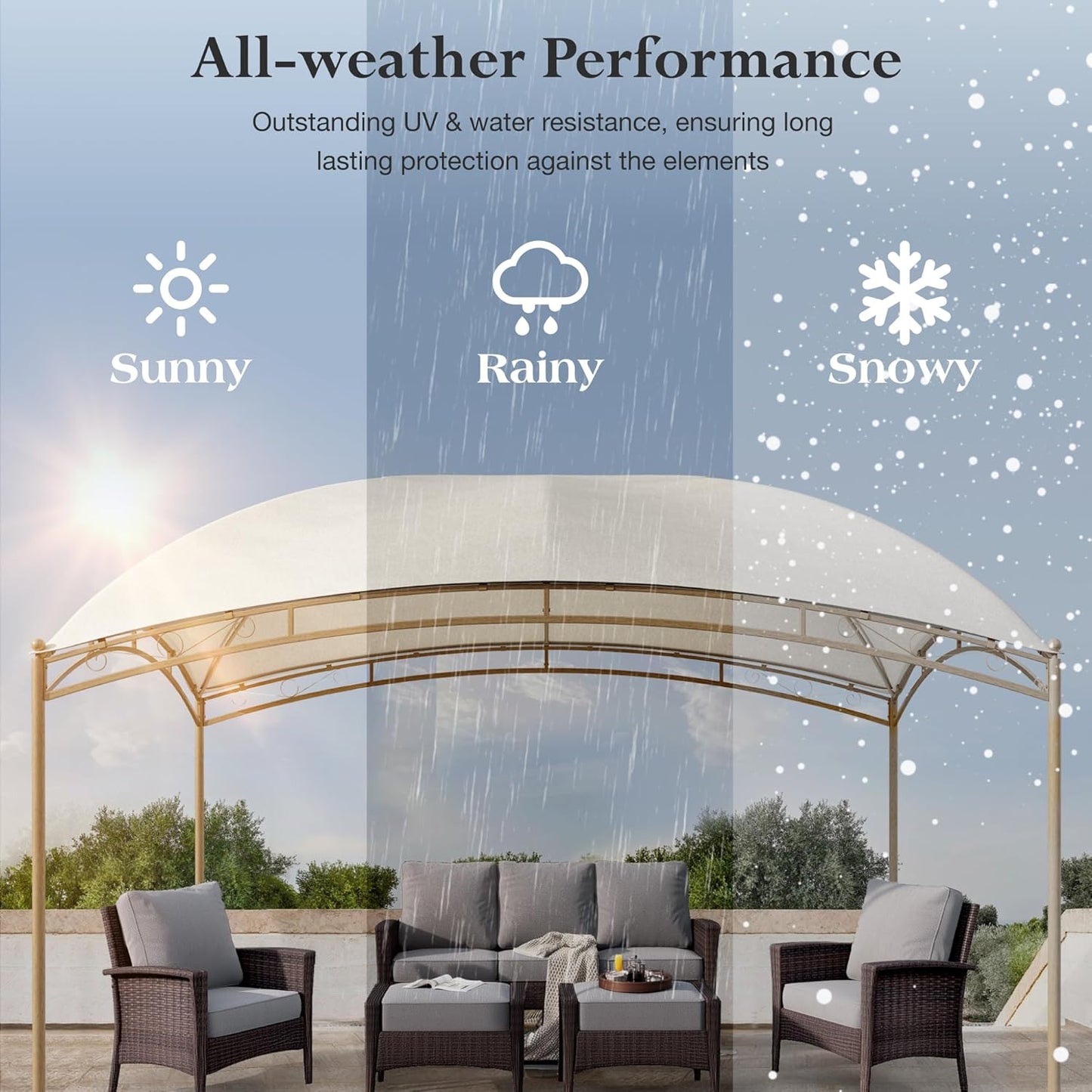 10x13 Outdoor with Screened Double Roof Heavy-Duty Patio Canopy Tent Dark Blue