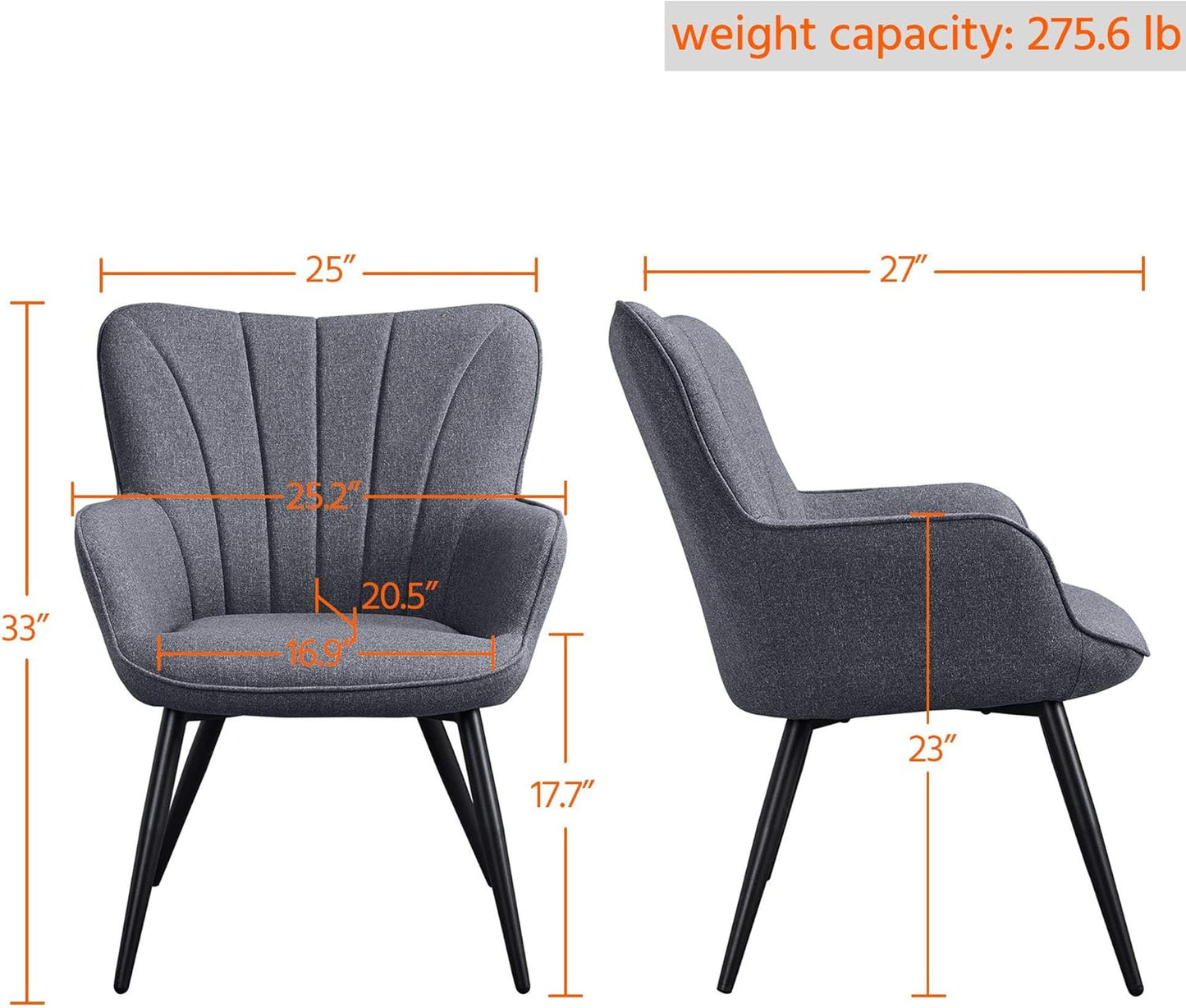 Yaheetech PU Leather Armchair Modern Accent Chair with Metal Legs