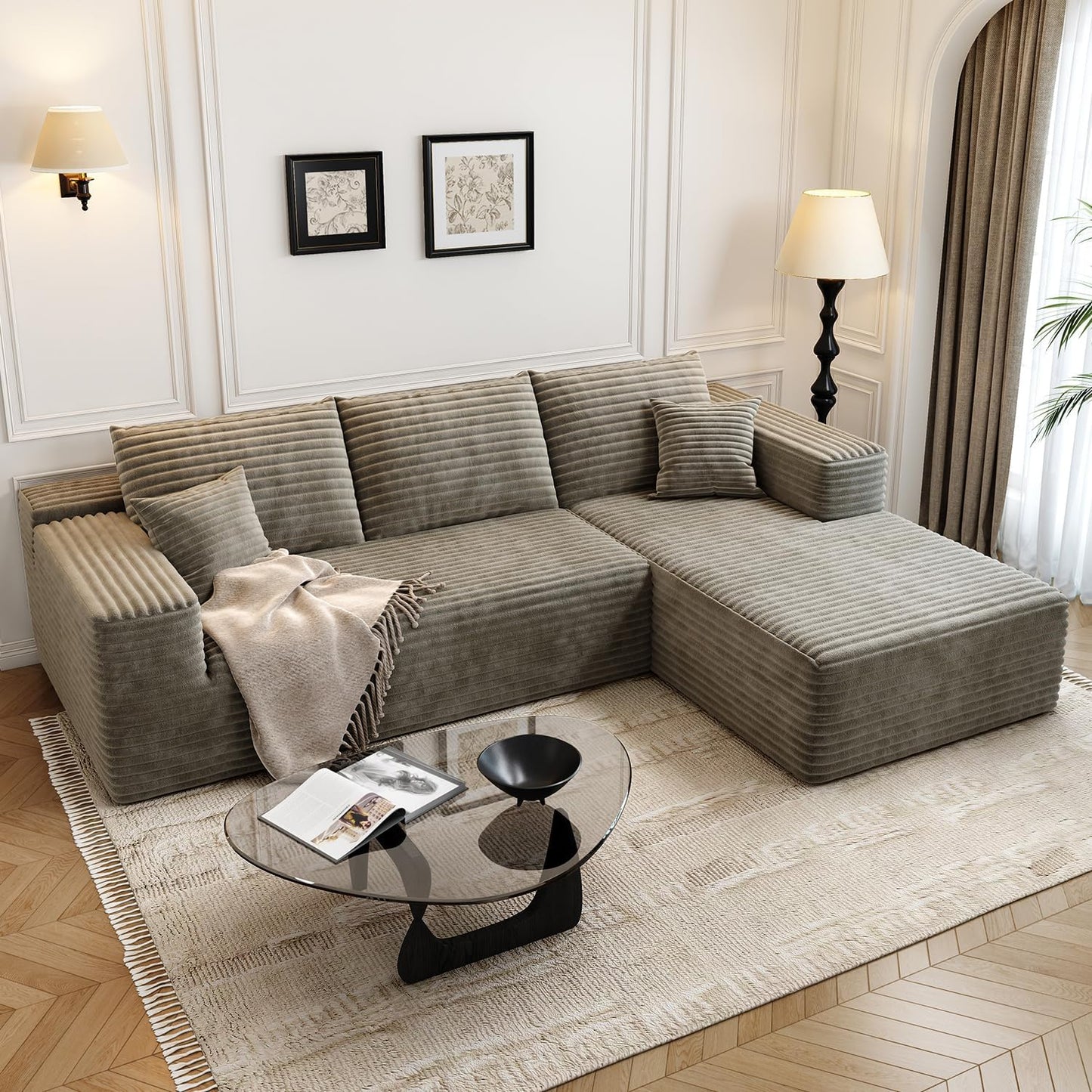 107.5" Cloud Modular Sectional Sofa with 1 Ottoman