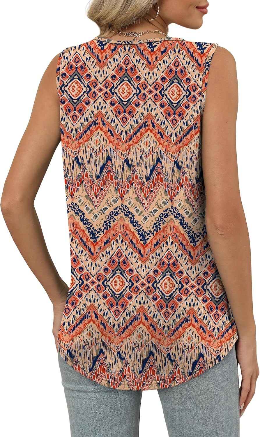 Womens V Neck Tank Top Loose Fit Sleeveless Summer Shirt Ruched Tees and Tanks with Curved Hem