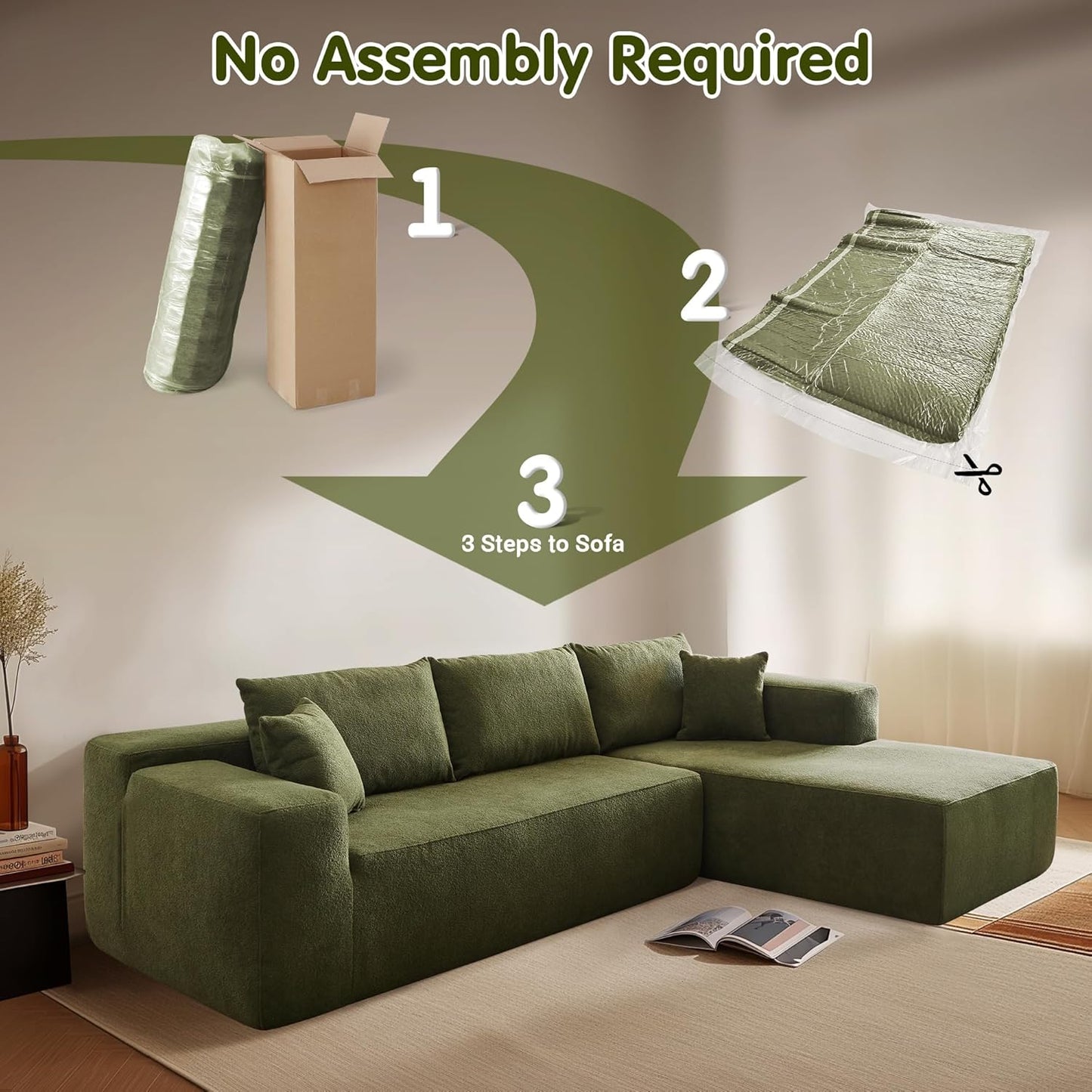 104" Cloud Sectional Couch with L-Shape Chaise