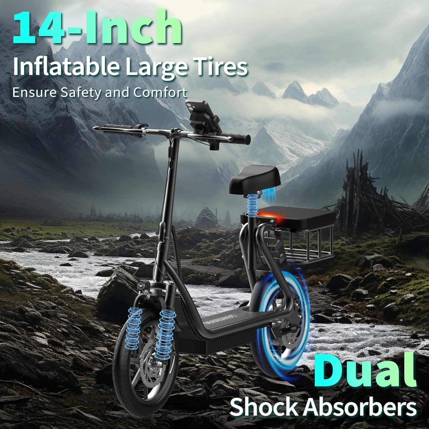 Electric Scooter for Adults 8.5/10/14" Tires, 19/22Mph, 350W/500W Motor