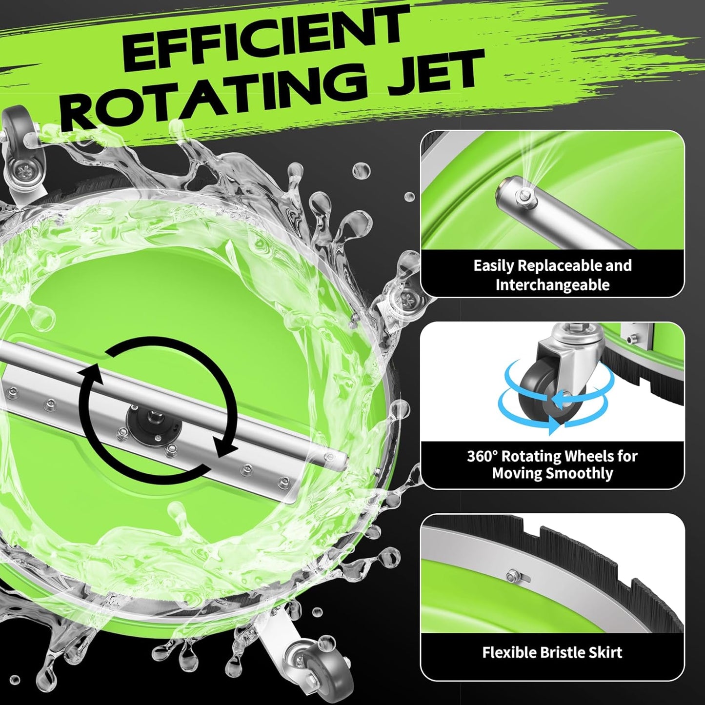 14" Pressure Washer Surface Cleaner with 4 Wheels