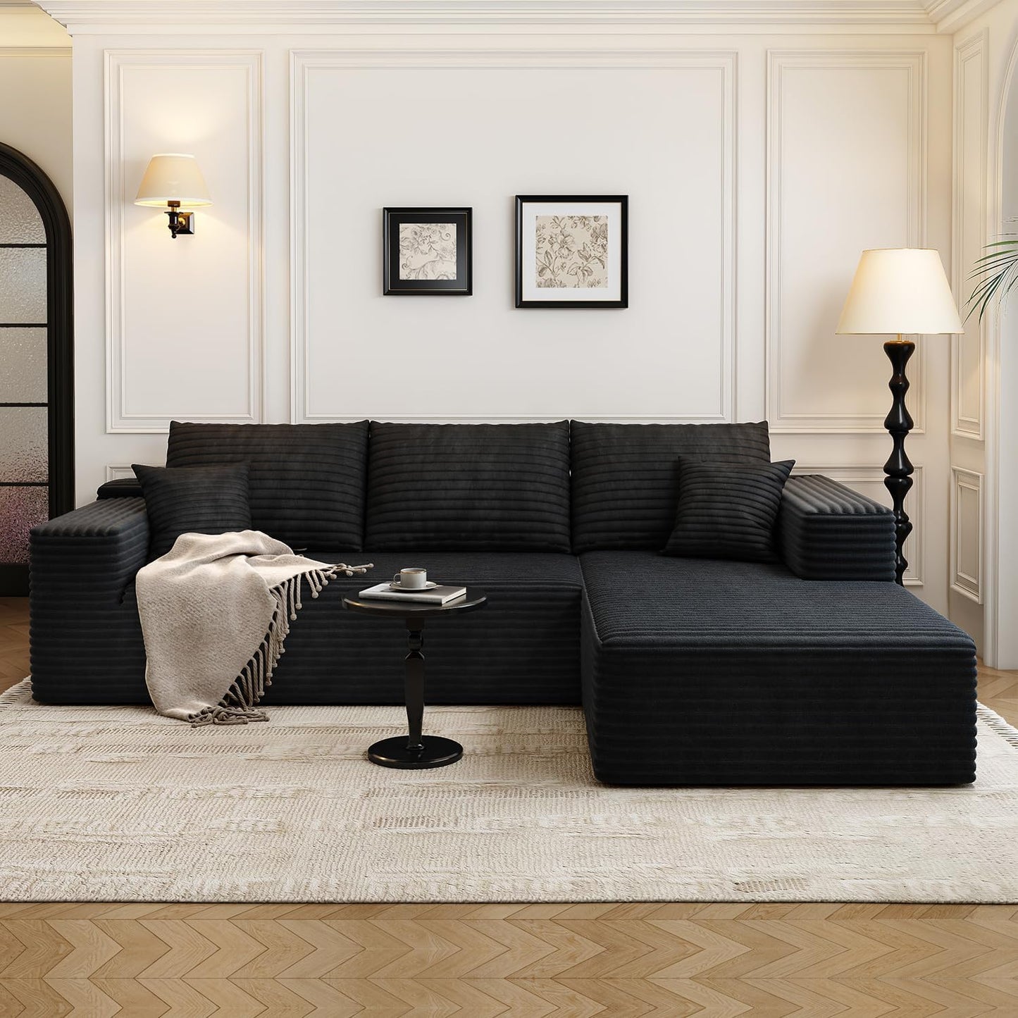 107.5" Cloud Modular Sectional Sofa with 1 Ottoman