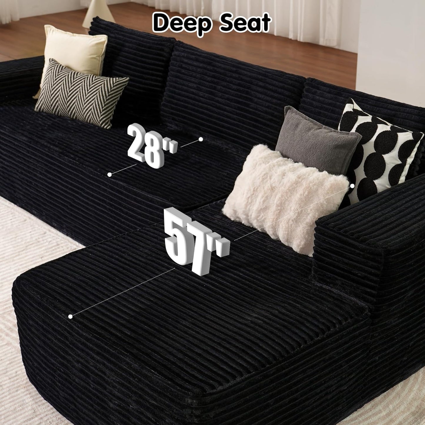 104" Cloud Sectional Couch with L-Shape Chaise