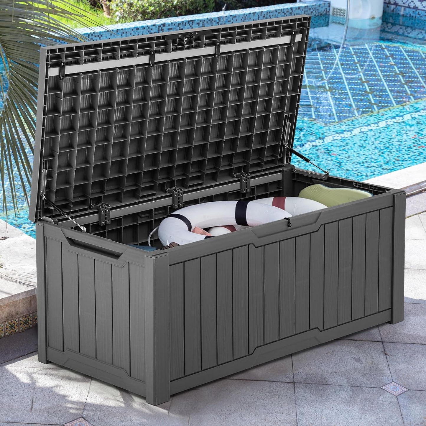 YITAHOME 120 Gallon Large Deck Box Upgraded Resin Outdoor Storage Boxes