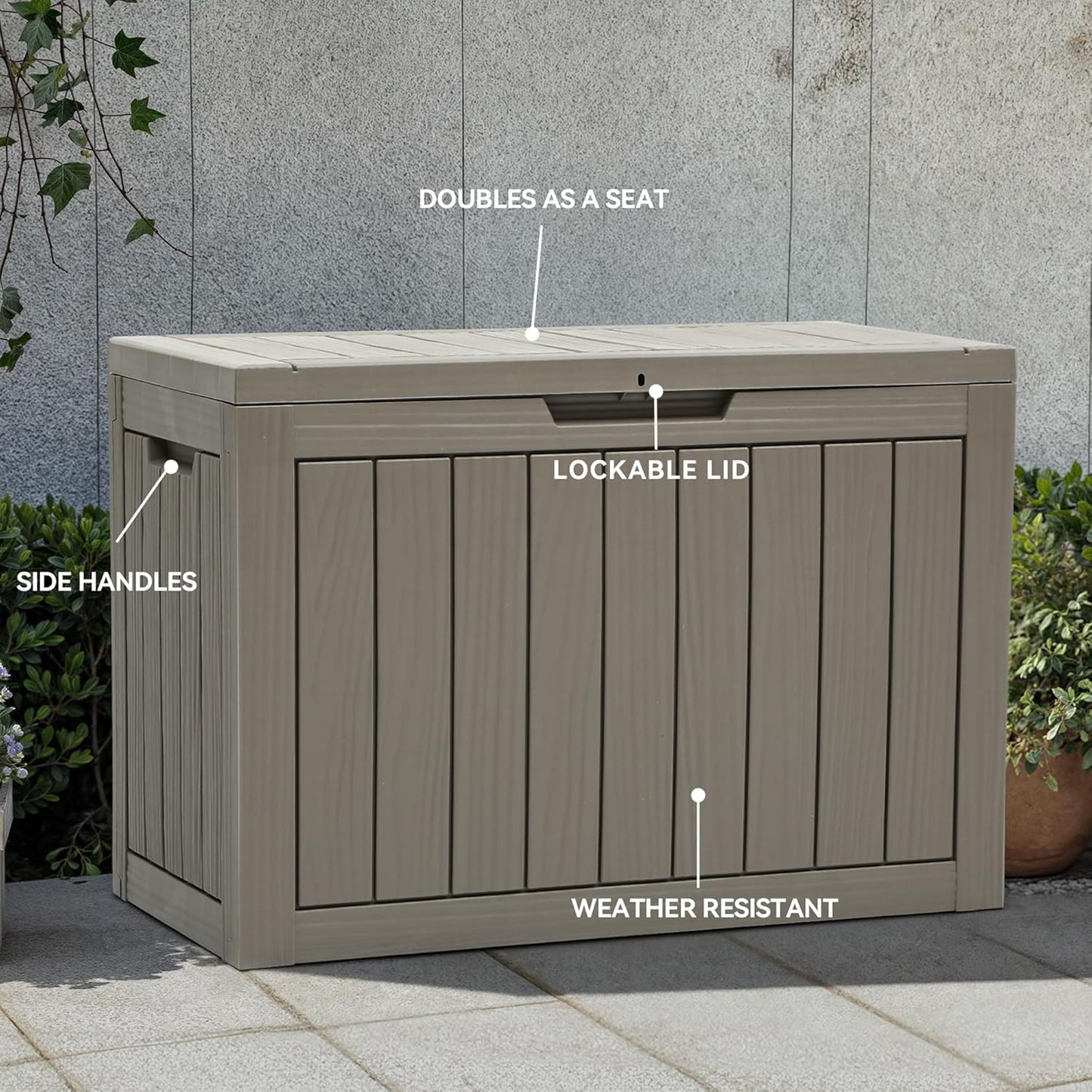 YITAHOME 120 Gallon Large Deck Box Upgraded Resin Outdoor Storage Boxes