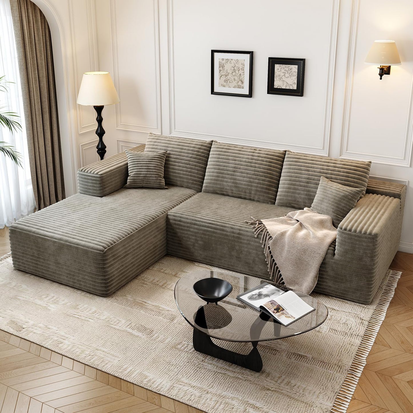 107.5" Cloud Modular Sectional Sofa with 1 Ottoman