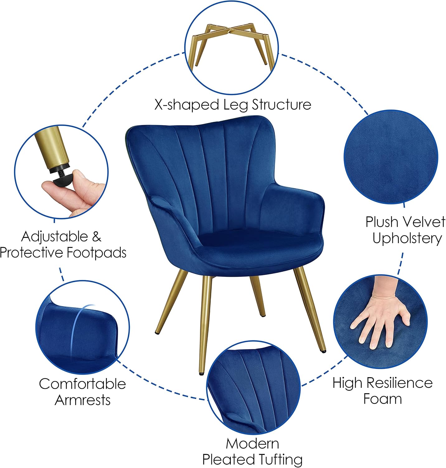 Yaheetech PU Leather Armchair Modern Accent Chair with Metal Legs