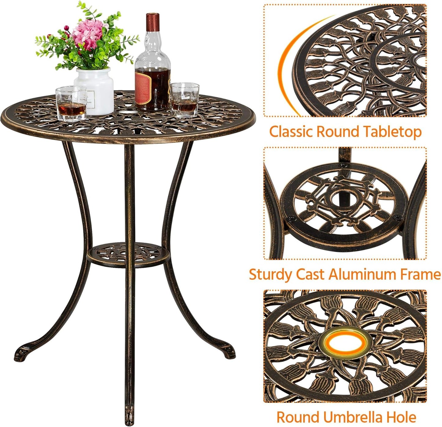Yaheetech 3-Piece Outdoor Bistro Set w/Floral Design
