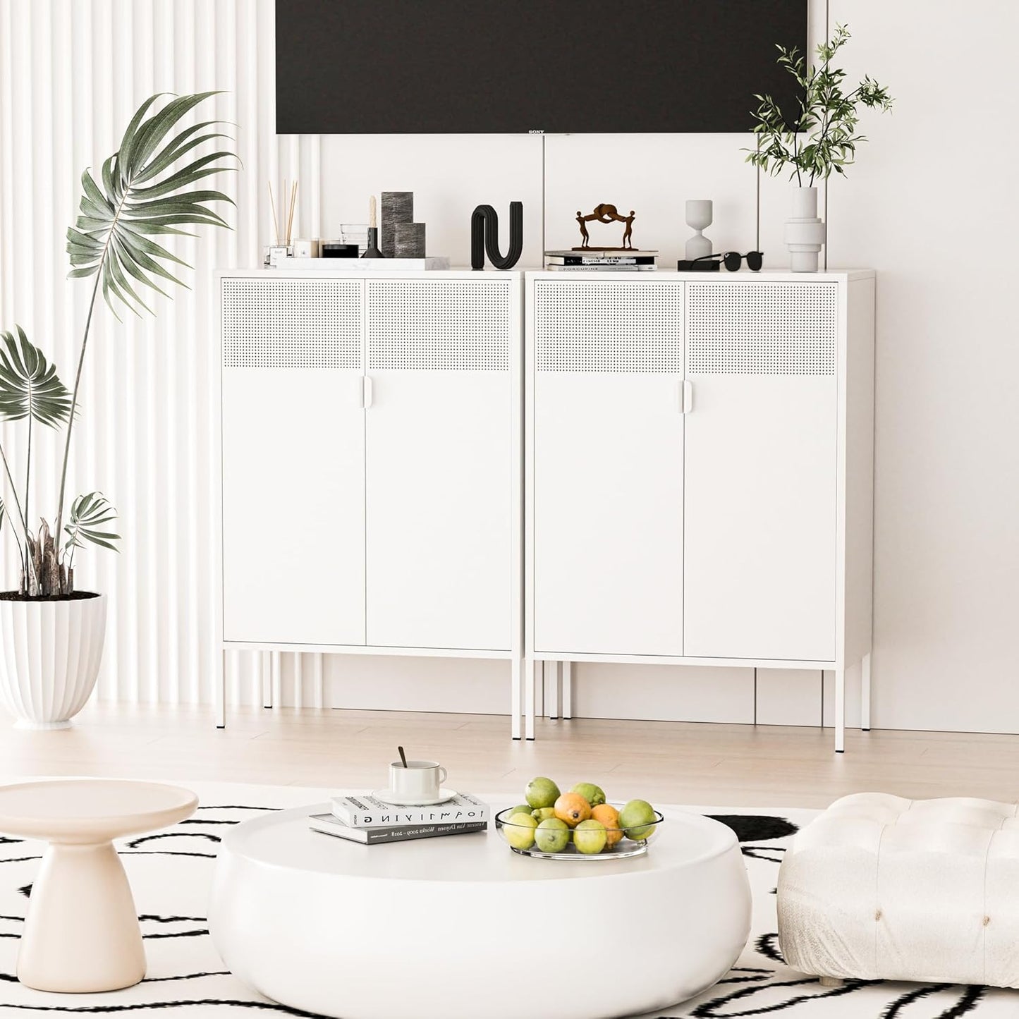 2 Door Storage Sideboard Metal Storage Cabinet with 2 Adjustable Shelf