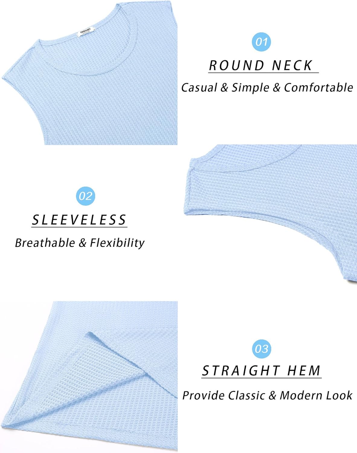 Mens Casual Tank Tops Waffle Knit Sleeveless Shirt Breathable Tank Shirts
