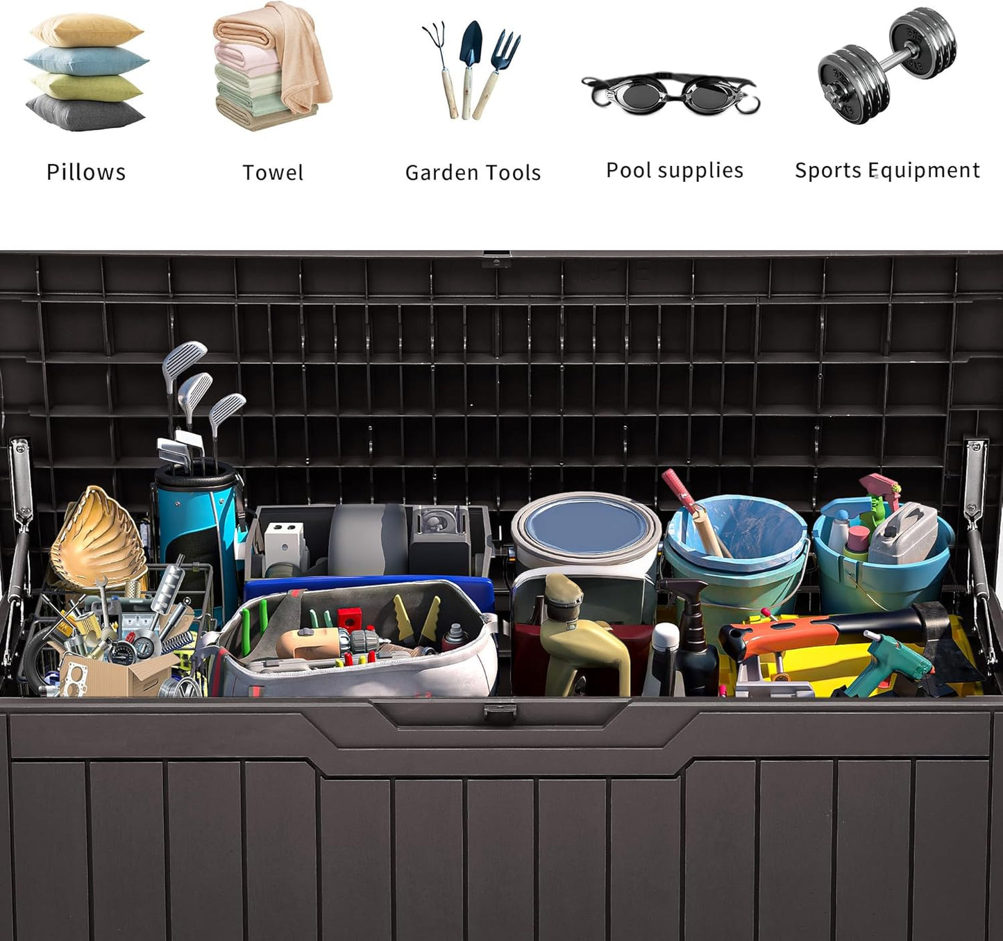YITAHOME 120 Gallon Large Deck Box Upgraded Resin Outdoor Storage Boxes