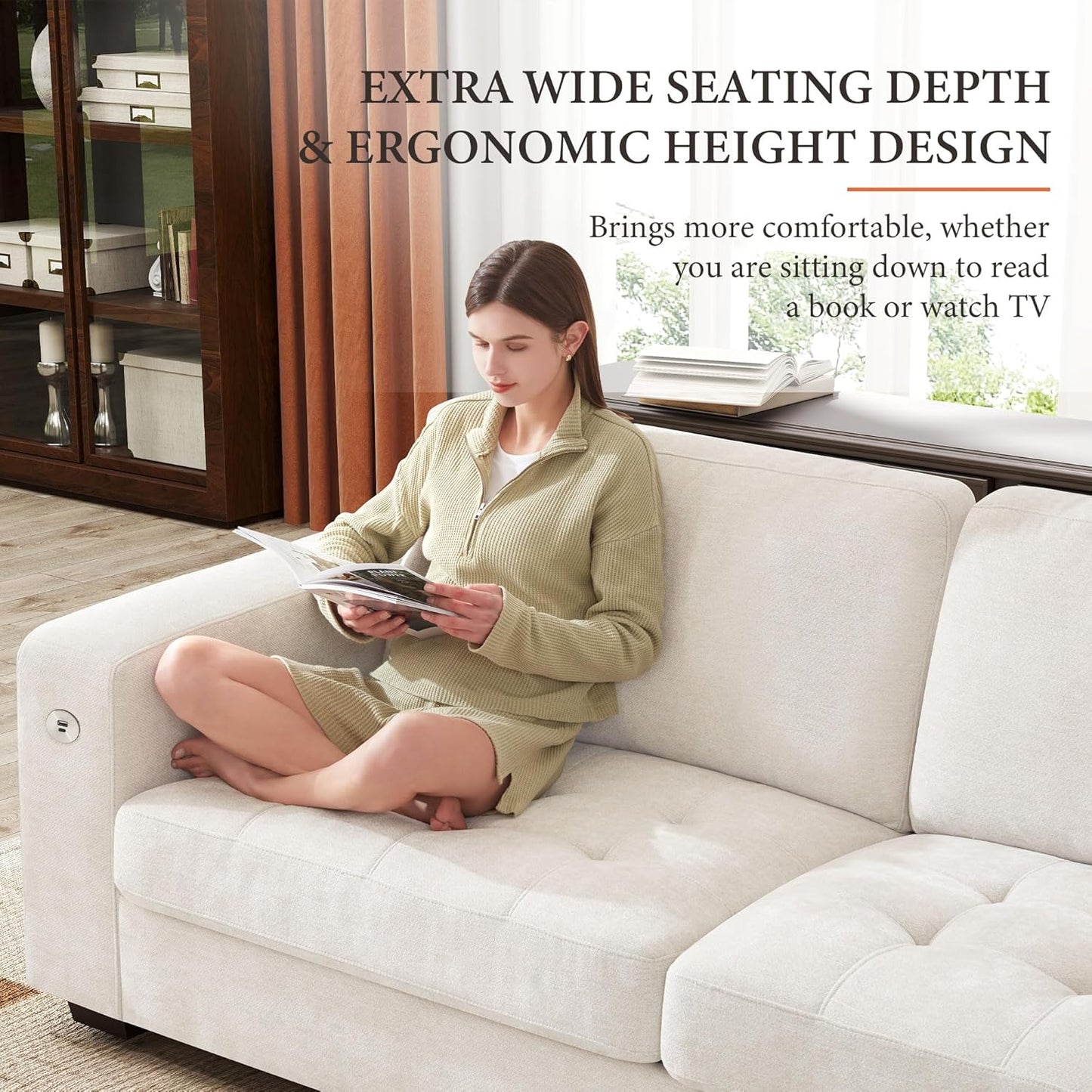 146" U-Shaped Modern Sofa Modular Sectional Cloud Couch