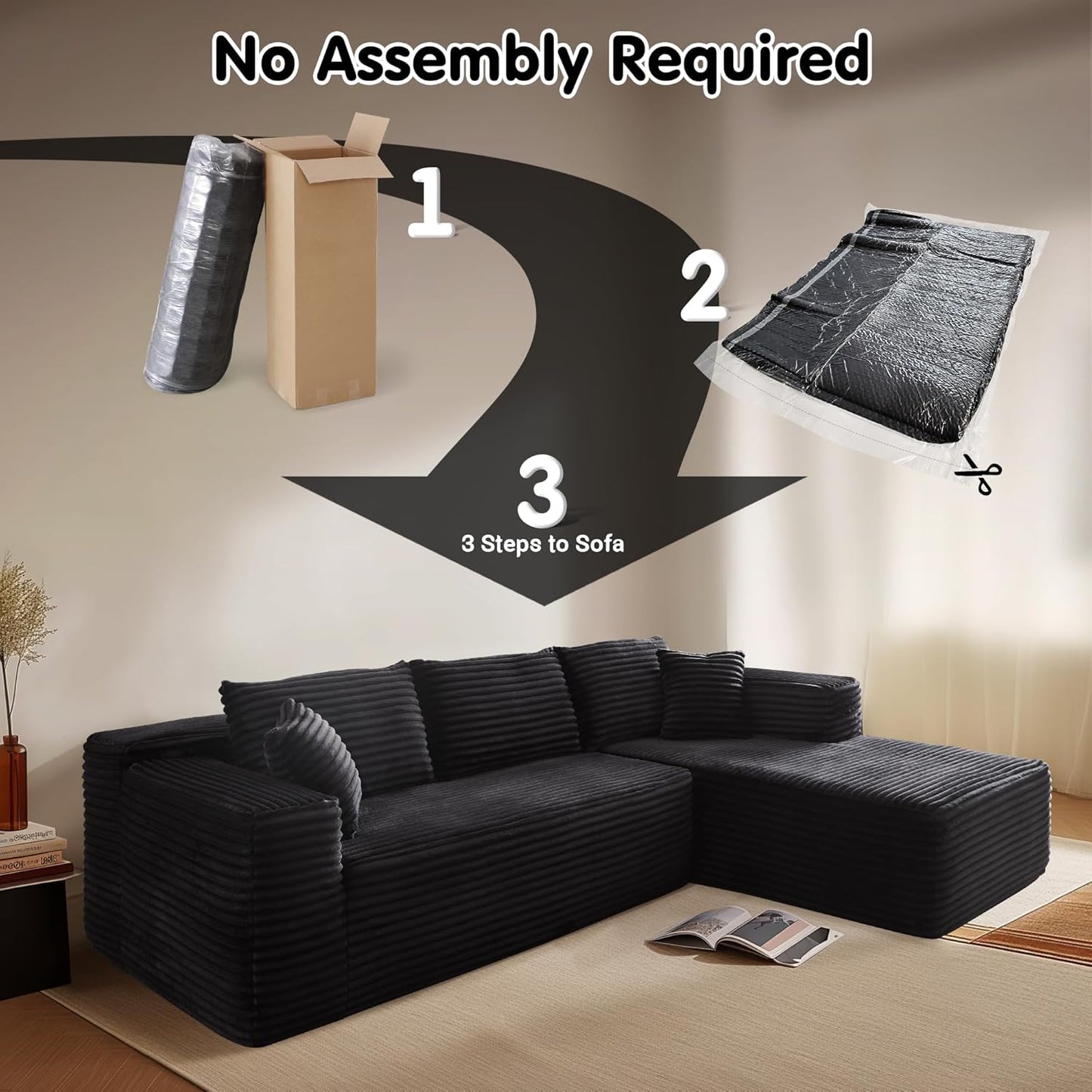 104" Cloud Sectional Couch with L-Shape Chaise