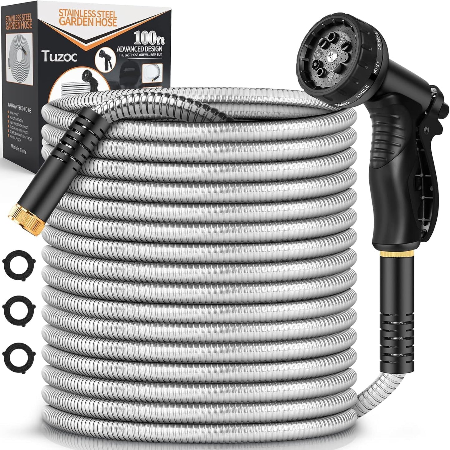 Garden Hose Metal 100FT Stainless Steel Heavy Duty Water Hose