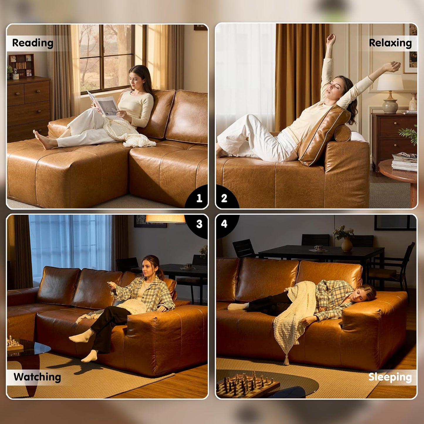 104" Cloud Sectional Couch with L-Shape Chaise