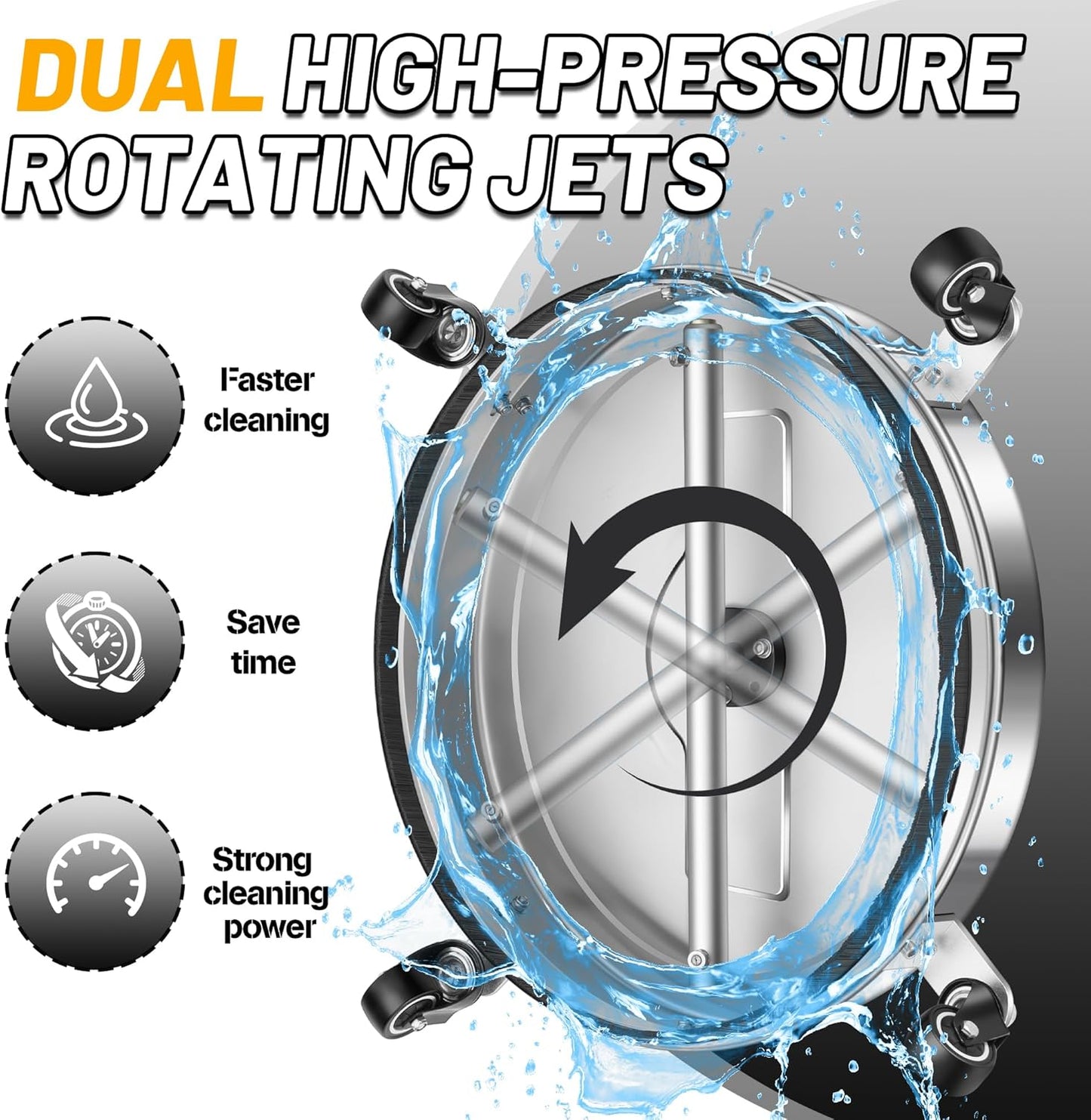 14" Pressure Washer Surface Cleaner with 4 Wheels