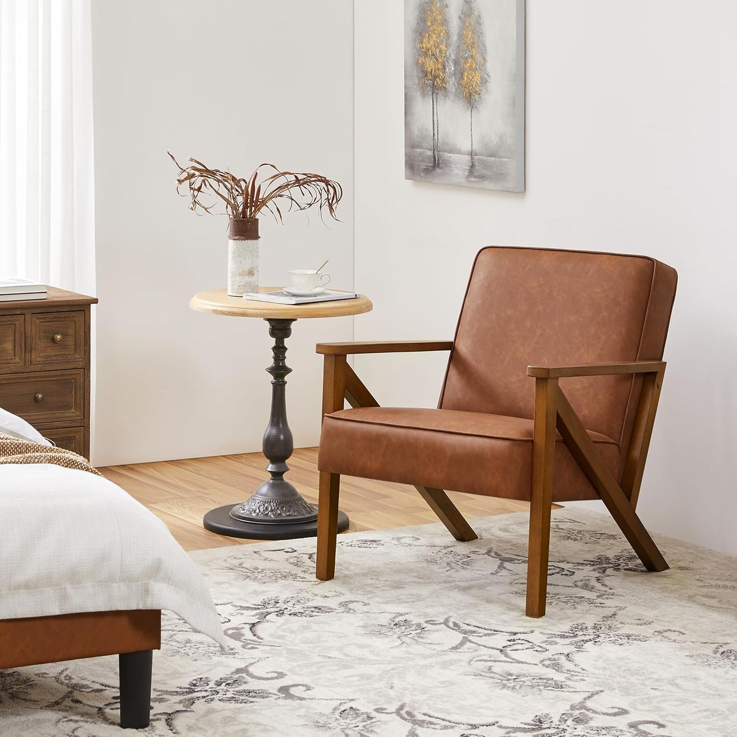Yaheetech Accent Chair Armchair with Strong Wood Frame