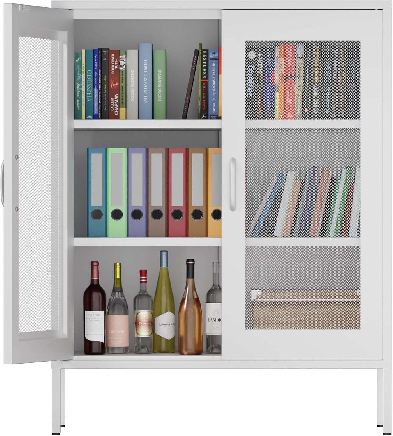 2 Door Storage Sideboard Metal Storage Cabinet with 2 Adjustable Shelf
