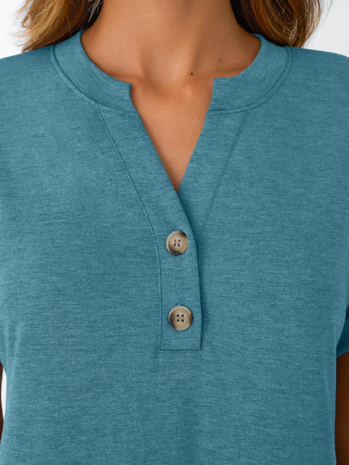 Women's Short Sleeve Shirts Henley Dressy Casual Summer Tops