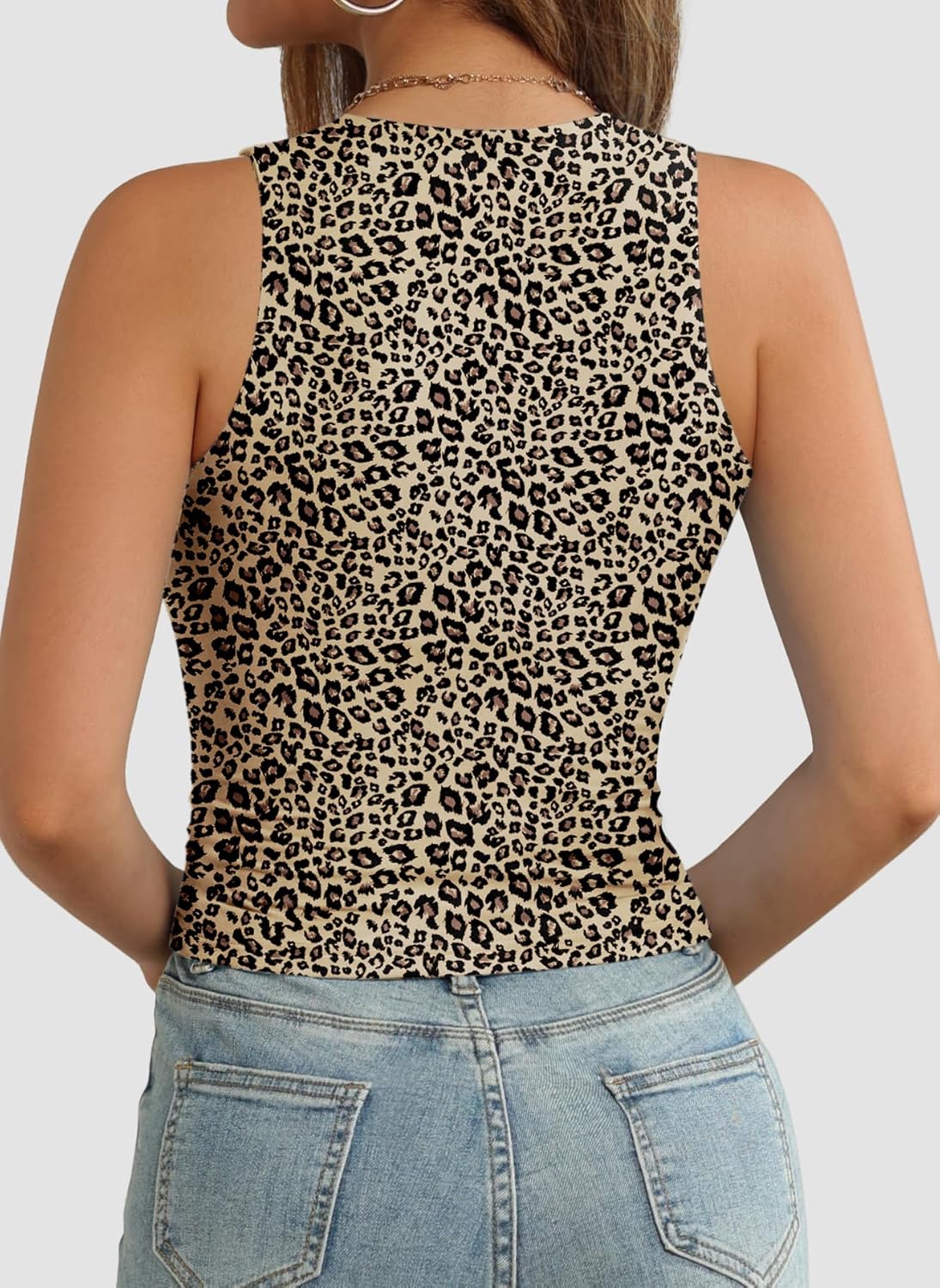 Womens Double Lined Crop Tank Tops Casual Basic Shirts Sleeveless Tops