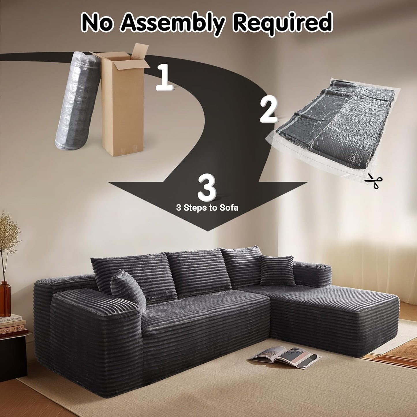 104" Cloud Sectional Couch with L-Shape Chaise