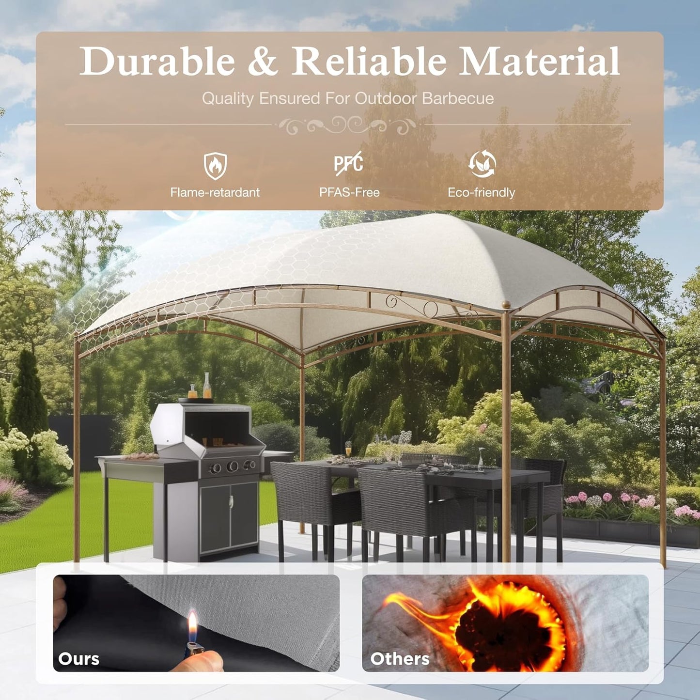 10x13 Outdoor with Screened Double Roof Heavy-Duty Patio Canopy Tent Dark Blue