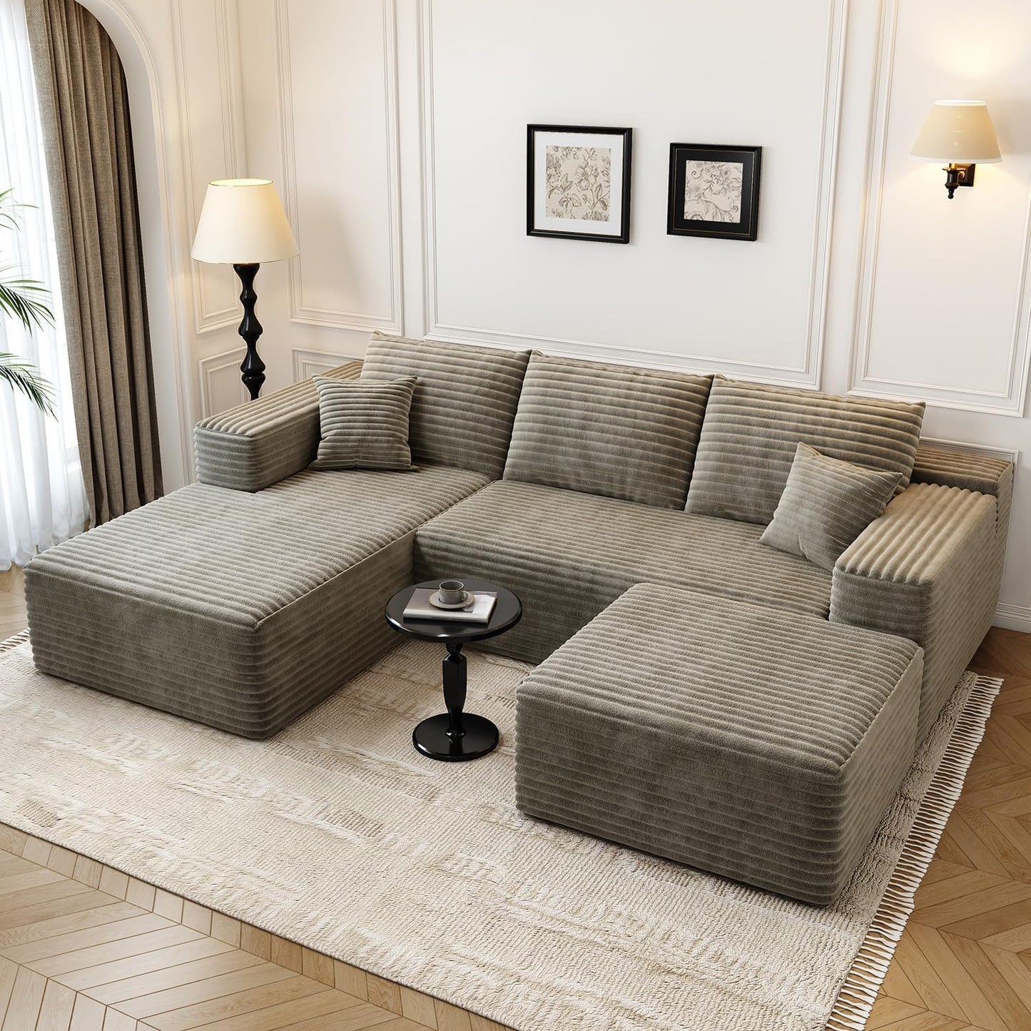 107.5" Cloud Modular Sectional Sofa with 1 Ottoman