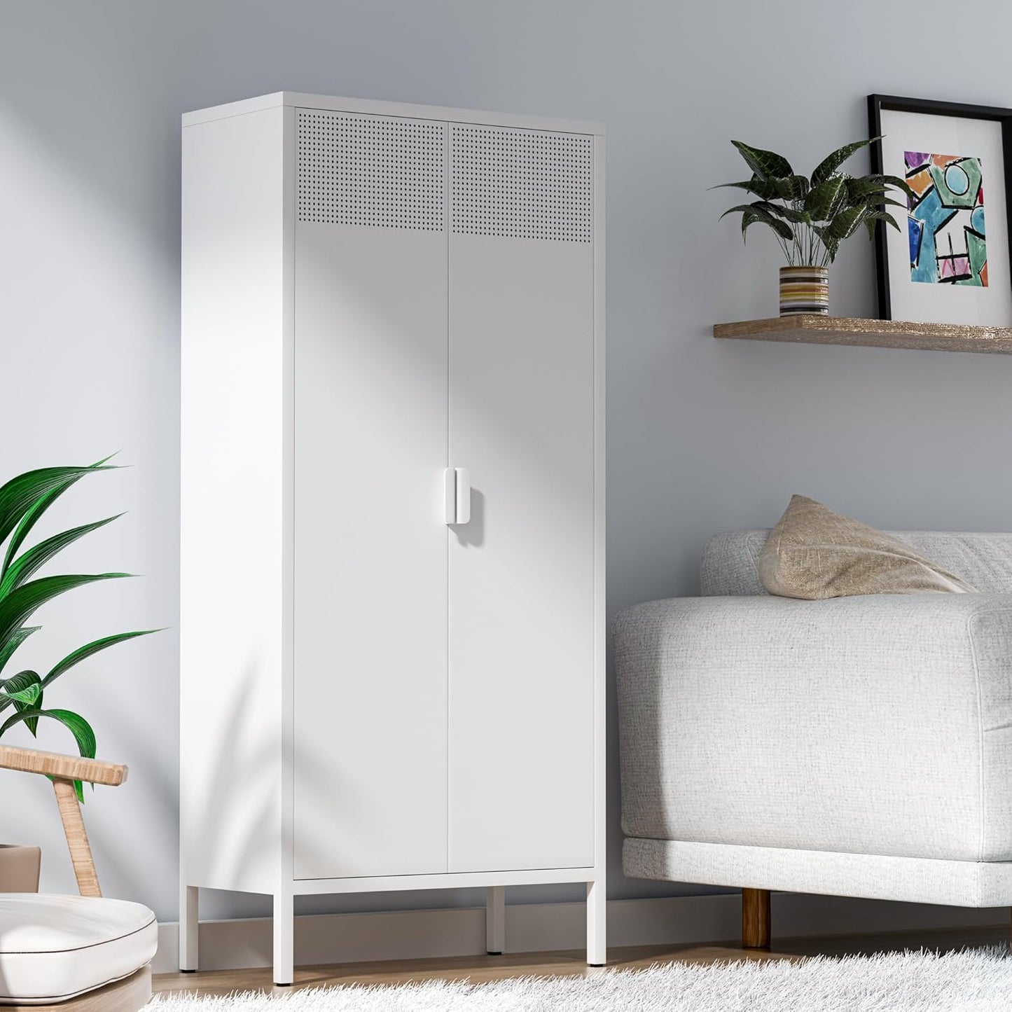 2 Door Storage Sideboard Metal Storage Cabinet with 2 Adjustable Shelf