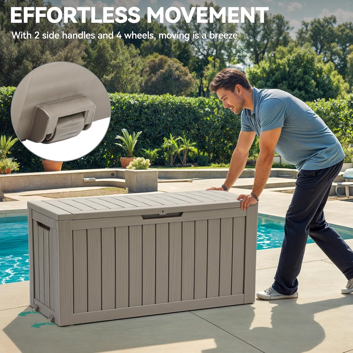 YITAHOME 120 Gallon Large Deck Box Upgraded Resin Outdoor Storage Boxes