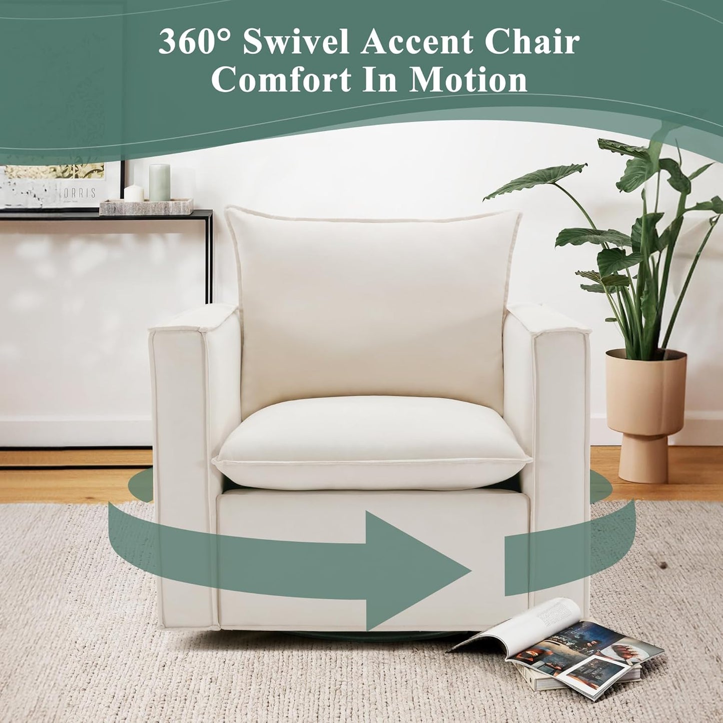 COLAMY Swivel Accent Chair Set 34 Inches Wide Upholstered Arm Chair