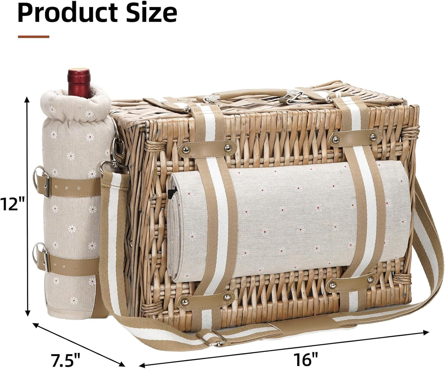 19Pcs Picnic Basket for 2 with Blanket