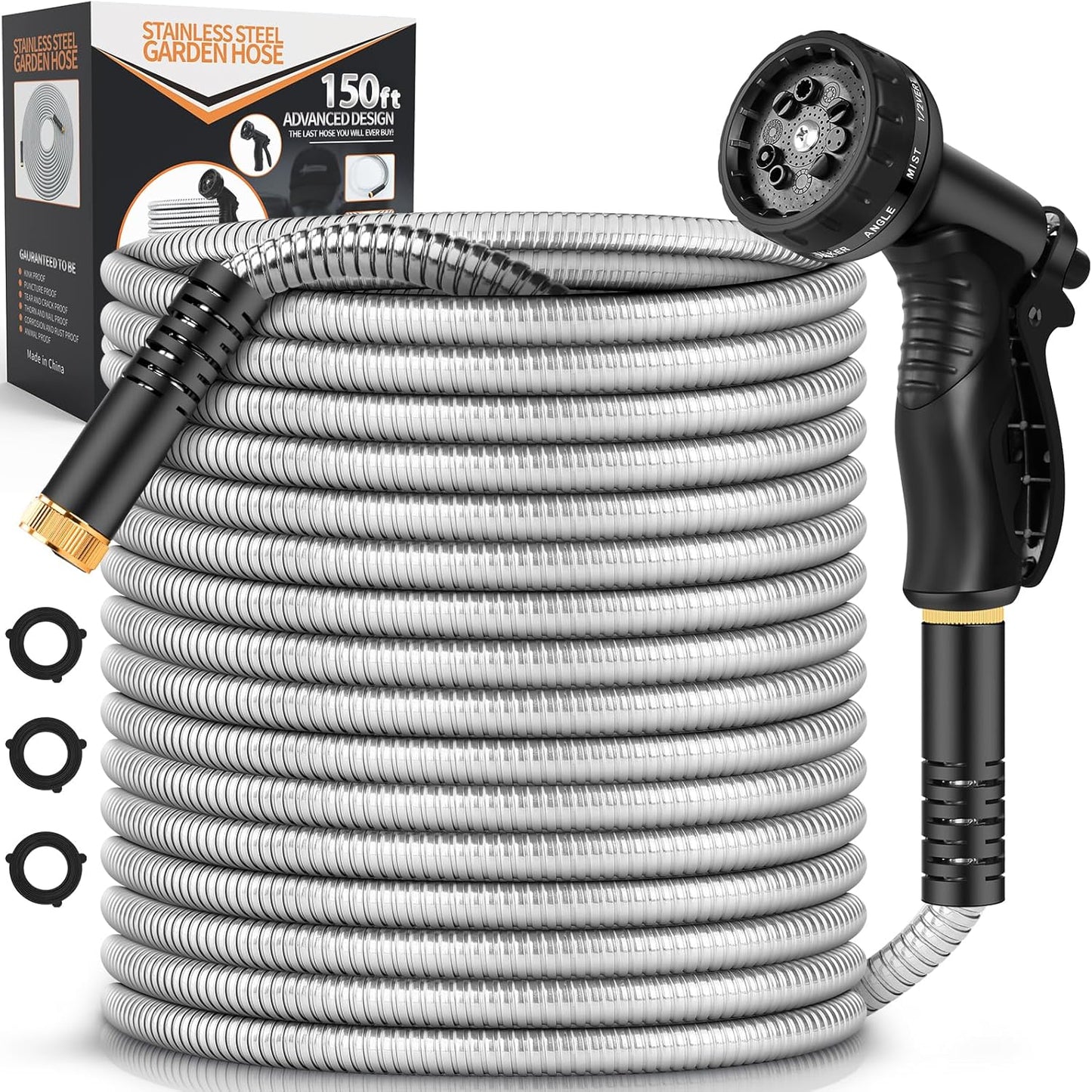 Garden Hose Metal 100FT Stainless Steel Heavy Duty Water Hose