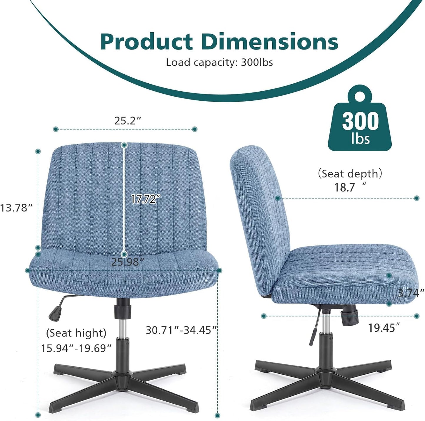 DUMOS Criss Cross Chair Legged Office Wide Comfy Desk Seat
