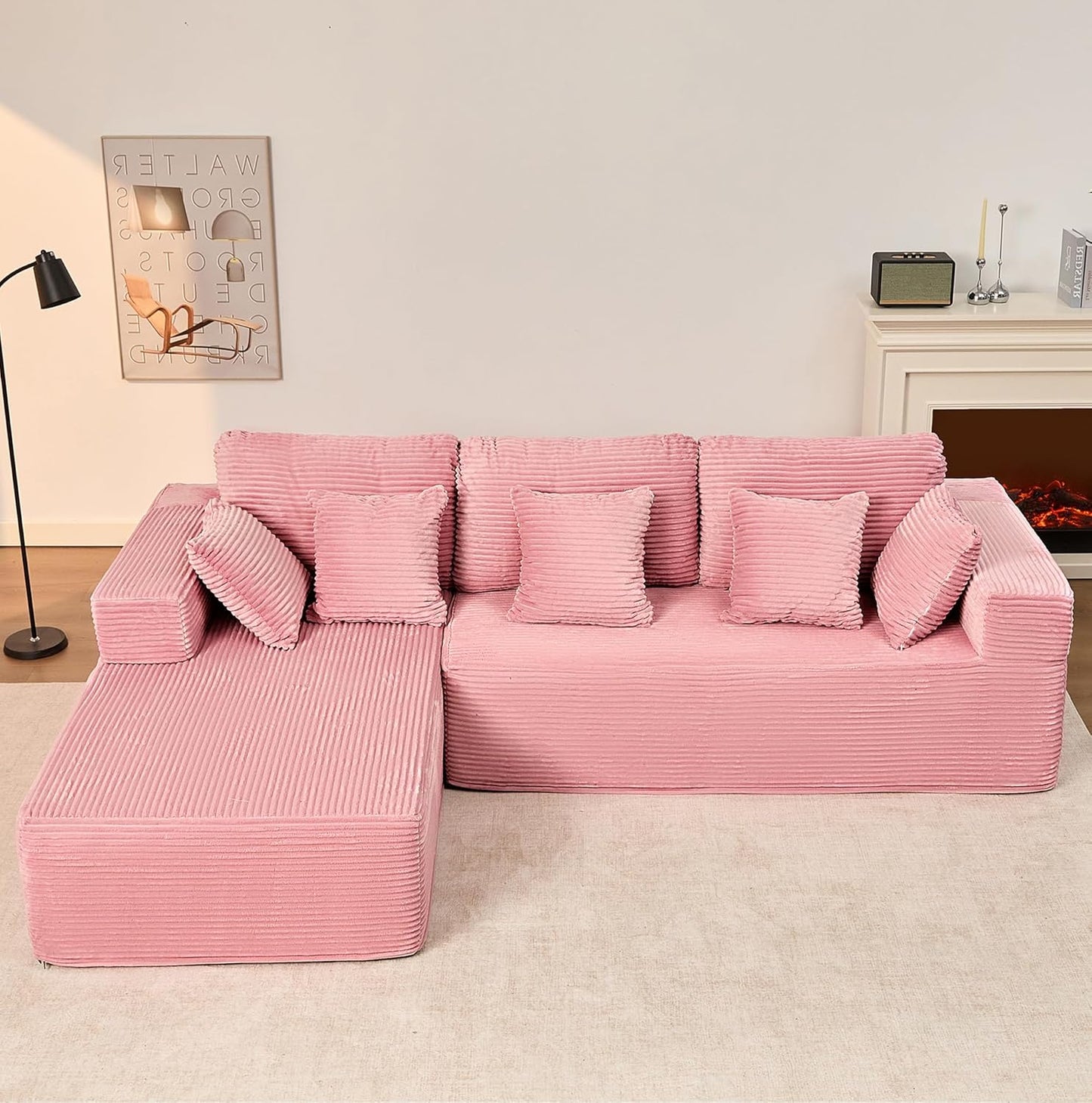 107" Boneless Couch with Deep Seat Cloud Sectional Couch for Living Room