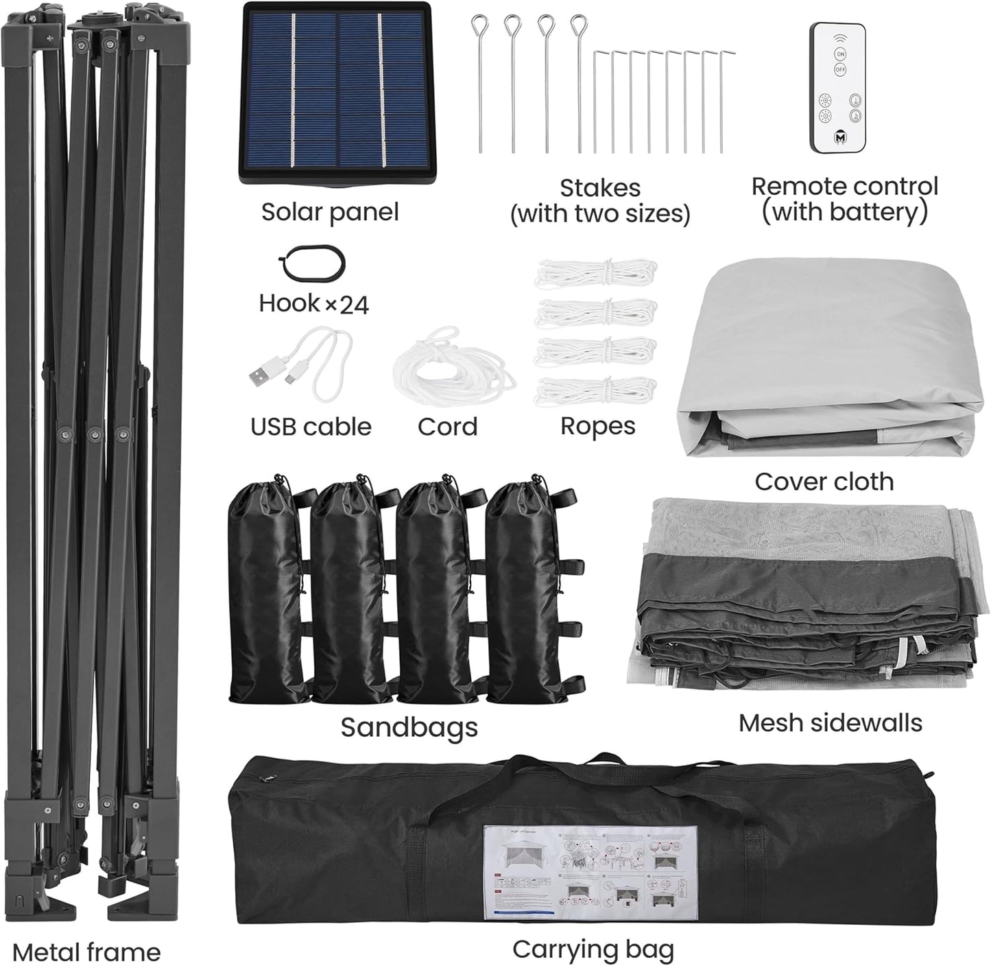 11x11 Pop Up Gazebo Canopy Tent with Mesh Netting and Sandbags