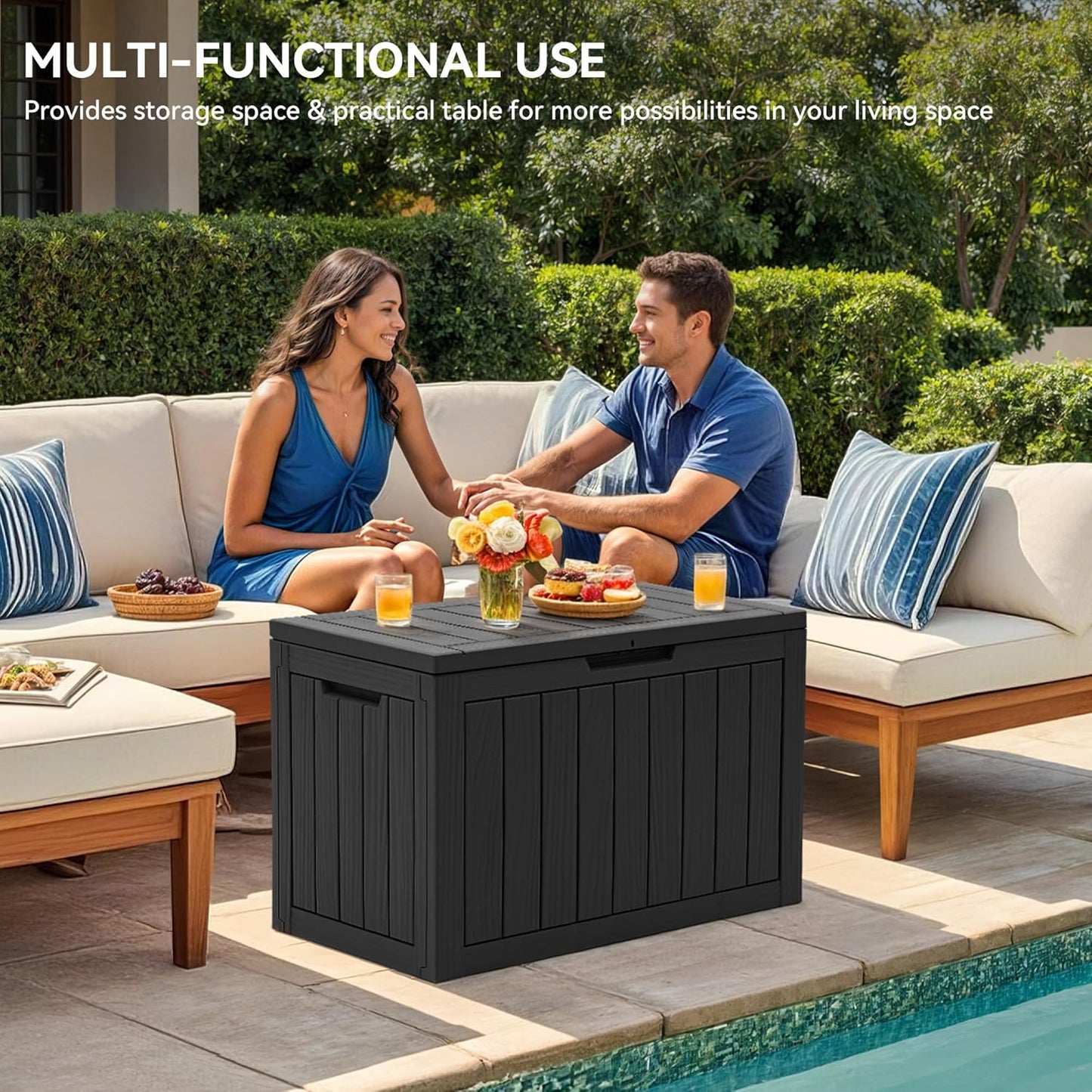YITAHOME 120 Gallon Large Deck Box Upgraded Resin Outdoor Storage Boxes